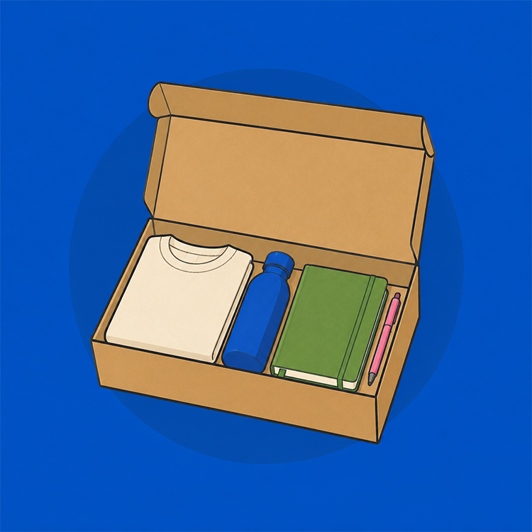 Classic Unternehmensbox mit Notizbuch, T-Shirt und Trinkflasche